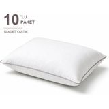 Binna Soft Eco Biyeli Yastık 10'li Paket 50X70 cm 700 gr Boncuk Silikon Elyaf Dolgulu - Pudra - 50 x 70 cm