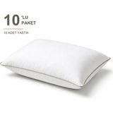 Binna Soft Eco Biyeli Yastık 10'li Paket 50X70 cm 800 gr Boncuk Silikon Elyaf Dolgulu - Bej - 50 x 70 cm