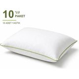 Binna Soft Eco Biyeli Yastık 10'li Paket 50X70 cm 800 gr Boncuk Silikon Elyaf Dolgulu - Çağla Yeşili - 50 x 70 cm - Su Yeşili