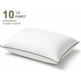 Binna Soft Eco Biyeli Yastık 10'li Paket 50X70 cm 800 gr Boncuk Silikon Elyaf Dolgulu - Haki - 50 x 70 cm
