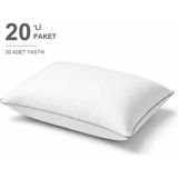 Binna Soft Eco Biyeli Yastık 20'li Paket 50X70 cm 600 gr Boncuk Silikon Elyaf Dolgulu - Gümüş - 50 x 70 cm