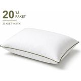 Binna Soft Eco Biyeli Yastık 20'li Paket 50X70 cm 600 gr Boncuk Silikon Elyaf Dolgulu - Haki - 50 x 70 cm