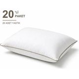 Binna Soft Eco Biyeli Yastık 20'li Paket 50X70 cm 600 gr Boncuk Silikon Elyaf Dolgulu - Vizon - 50 x 70 cm