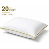 Binna Soft Eco Biyeli Yastık 20'li Paket 50X70 cm 700 gr Boncuk Silikon Elyaf Dolgulu - Hardal - 50 x 70 cm