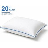 Binna Soft Eco Biyeli Yastık 20'li Paket 50X70 cm 700 gr Boncuk Silikon Elyaf Dolgulu - Mavi - 50 x 70 cm