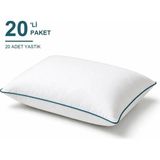 Binna Soft Eco Biyeli Yastık 20'li Paket 50X70 cm 700 gr Boncuk Silikon Elyaf Dolgulu - Petrol Mavisi - 50 x 70 cm