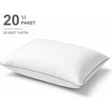 Binna Soft Eco Biyeli Yastık 20'li Paket 50X70 cm 800 gr Boncuk Silikon Elyaf Dolgulu - Açık Gri - 50 x 70 cm