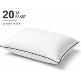 Binna Soft Eco Biyeli Yastık 20'li Paket 50X70 cm 800 gr Boncuk Silikon Elyaf Dolgulu - Antrasit - 50 x 70 cm