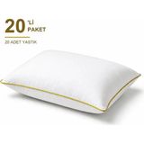 Binna Soft Eco Biyeli Yastık 20'li Paket 50X70 cm 800 gr Boncuk Silikon Elyaf Dolgulu - Hardal - 50 x 70 cm