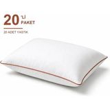 Binna Soft Eco Biyeli Yastık 20'li Paket 50X70 cm 800 gr Boncuk Silikon Elyaf Dolgulu - Kiremit - 50 x 70 cm