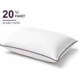 Binna Soft Eco Biyeli Yastık 20'li Paket 50X70 cm 800 gr Boncuk Silikon Elyaf Dolgulu - Mürdüm - 50 x 70 cm