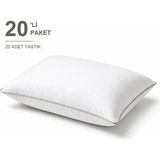 Binna Soft Eco Biyeli Yastık 20'li Paket 50X70 cm 800 gr Boncuk Silikon Elyaf Dolgulu - Taş - 50 x 70 cm