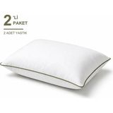 Binna Soft Eco Biyeli Yastık 2'li Paket 50X70 cm 600 gr Boncuk Silikon Elyaf Dolgulu - Haki - 50 x 70 cm