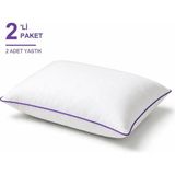 Binna Soft Eco Biyeli Yastık 2'li Paket 50X70 cm 600 gr Boncuk Silikon Elyaf Dolgulu - Mor - 50 x 70 cm