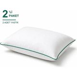 Binna Soft Eco Biyeli Yastık 2'li Paket 50X70 cm 600 gr Boncuk Silikon Elyaf Dolgulu - Zümrüt Yeşili - 50 x 70 cm - Çam Yeşili