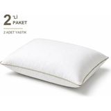 Binna Soft Eco Biyeli Yastık 2'li Paket 50X70 cm 700 gr Boncuk Silikon Elyaf Dolgulu - Bej - 50 x 70 cm