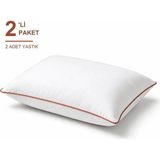 Binna Soft Eco Biyeli Yastık 2'li Paket 50X70 cm 700 gr Boncuk Silikon Elyaf Dolgulu - Kiremit - 50 x 70 cm