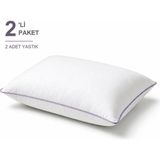 Binna Soft Eco Biyeli Yastık 2'li Paket 50X70 cm 700 gr Boncuk Silikon Elyaf Dolgulu - Lila - 50 x 70 cm