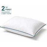 Binna Soft Eco Biyeli Yastık 2'li Paket 50X70 cm 700 gr Boncuk Silikon Elyaf Dolgulu - Petrol Mavisi - 50 x 70 cm