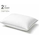 Binna Soft Eco Biyeli Yastık 2'li Paket 50X70 cm 700 gr Boncuk Silikon Elyaf Dolgulu - Taş - 50 x 70 cm