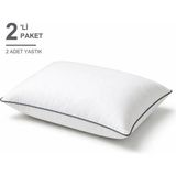 Binna Soft Eco Biyeli Yastık 2'li Paket 50X70 cm 800 gr Boncuk Silikon Elyaf Dolgulu - Füme - 50 x 70 cm