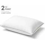 Binna Soft Eco Biyeli Yastık 2'li Paket 50X70 cm 800 gr Boncuk Silikon Elyaf Dolgulu - Gümüş - 50 x 70 cm