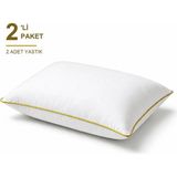 Binna Soft Eco Biyeli Yastık 2'li Paket 50X70 cm 800 gr Boncuk Silikon Elyaf Dolgulu - Hardal - 50 x 70 cm