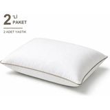 Binna Soft Eco Biyeli Yastık 2'li Paket 50X70 cm 800 gr Boncuk Silikon Elyaf Dolgulu - Vizon - 50 x 70 cm