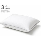 Binna Soft Eco Biyeli Yastık 3'li Paket 50X70 cm 600 gr Boncuk Silikon Elyaf Dolgulu - Açık Gri - 50 x 70 cm