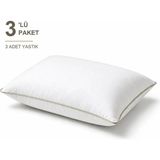 Binna Soft Eco Biyeli Yastık 3'li Paket 50X70 cm 600 gr Boncuk Silikon Elyaf Dolgulu - Bej - 50 x 70 cm
