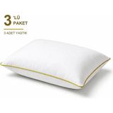 Binna Soft Eco Biyeli Yastık 3'li Paket 50X70 cm 600 gr Boncuk Silikon Elyaf Dolgulu - Hardal - 50 x 70 cm