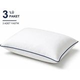 Binna Soft Eco Biyeli Yastık 3'li Paket 50X70 cm 700 gr Boncuk Silikon Elyaf Dolgulu - Lacivert - 50 x 70 cm