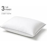 Binna Soft Eco Biyeli Yastık 3'li Paket 50X70 cm 800 gr Boncuk Silikon Elyaf Dolgulu - Gümüş - 50 x 70 cm