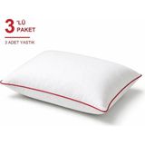 Binna Soft Eco Biyeli Yastık 3'li Paket 50X70 cm 800 gr Boncuk Silikon Elyaf Dolgulu - Kırmızı - 50 x 70 cm