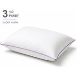 Binna Soft Eco Biyeli Yastık 3'li Paket 50X70 cm 800 gr Boncuk Silikon Elyaf Dolgulu - Lila - 50 x 70 cm