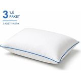 Binna Soft Eco Biyeli Yastık 3'li Paket 50X70 cm 800 gr Boncuk Silikon Elyaf Dolgulu - Mavi - 50 x 70 cm