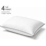 Binna Soft Eco Biyeli Yastık 4'li Paket 50X70 cm 600 gr Boncuk Silikon Elyaf Dolgulu - Gri - 50 x 70 cm