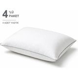 Binna Soft Eco Biyeli Yastık 4'li Paket 50X70 cm 600 gr Boncuk Silikon Elyaf Dolgulu - Gümüş - 50 x 70 cm