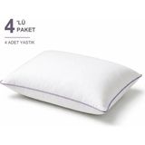 Binna Soft Eco Biyeli Yastık 4'li Paket 50X70 cm 600 gr Boncuk Silikon Elyaf Dolgulu - Lila - 50 x 70 cm
