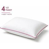 Binna Soft Eco Biyeli Yastık 4'li Paket 50X70 cm 800 gr Boncuk Silikon Elyaf Dolgulu - Pembe - 50 x 70 cm