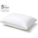 Binna Soft Eco Biyeli Yastık 5'li Paket 50X70 cm 600 gr Boncuk Silikon Elyaf Dolgulu - Gümüş - 50 x 70 cm
