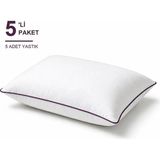 Binna Soft Eco Biyeli Yastık 5'li Paket 50X70 cm 600 gr Boncuk Silikon Elyaf Dolgulu - Mürdüm - 50 x 70 cm