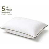 Binna Soft Eco Biyeli Yastık 5'li Paket 50X70 cm 700 gr Boncuk Silikon Elyaf Dolgulu - Haki - 50 x 70 cm