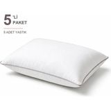 Binna Soft Eco Biyeli Yastık 5'li Paket 50X70 cm 700 gr Boncuk Silikon Elyaf Dolgulu - Pudra - 50 x 70 cm