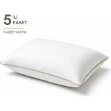 Binna Soft Eco Biyeli Yastık 5'li Paket 50X70 cm 800 gr Boncuk Silikon Elyaf Dolgulu - Bej - 50 x 70 cm
