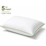 Binna Soft Eco Biyeli Yastık 5'li Paket 50X70 cm 800 gr Boncuk Silikon Elyaf Dolgulu - Çağla Yeşili - 50 x 70 cm - Su Yeşili