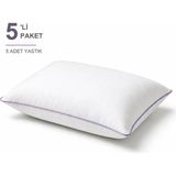 Binna Soft Eco Biyeli Yastık 5'li Paket 50X70 cm 800 gr Boncuk Silikon Elyaf Dolgulu - Lila - 50 x 70 cm