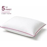 Binna Soft Eco Biyeli Yastık 5'li Paket 50X70 cm 800 gr Boncuk Silikon Elyaf Dolgulu - Pembe - 50 x 70 cm