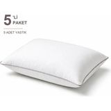 Binna Soft Eco Biyeli Yastık 5'li Paket 50X70 cm 800 gr Boncuk Silikon Elyaf Dolgulu - Pudra - 50 x 70 cm
