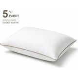 Binna Soft Eco Biyeli Yastık 5'li Paket 50X70 cm 800 gr Boncuk Silikon Elyaf Dolgulu - Vizon - 50 x 70 cm